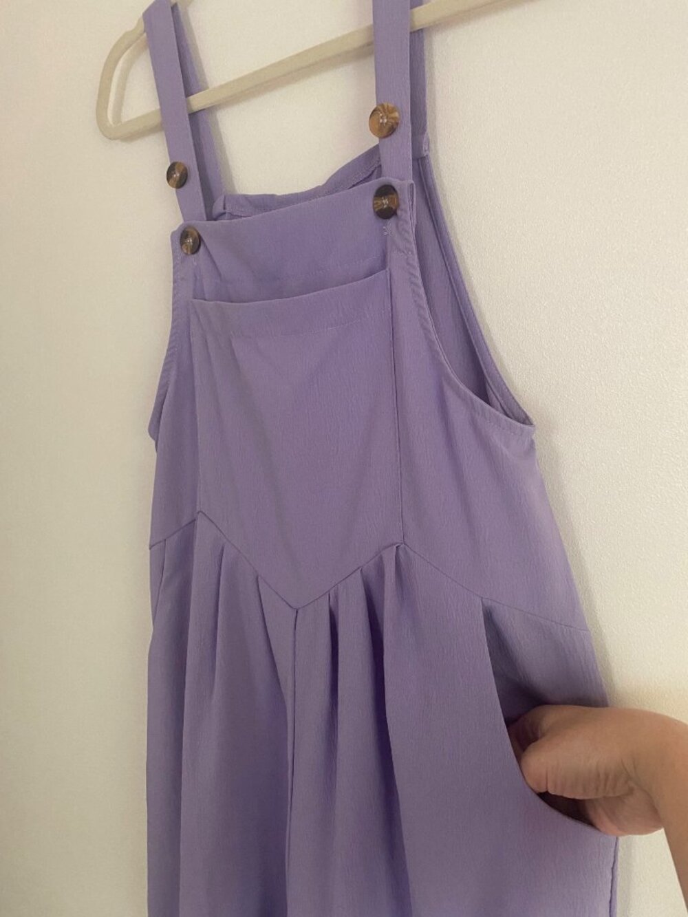Lavender Wide-Leg Sleeveless Jumpsuit With Adjustable Straps & Pockets Size M - Picture 2 of 6